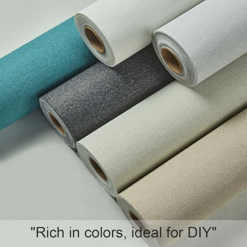 Fabric Grasscloth Texture Self-Adhesive Wallpaper Linen Peel and Stick Wallpaper Easy to Apply Removable Easy to Clean for Bedroom Livingroom Cabinet 16.5inx236.2in -Gray - color: Gray