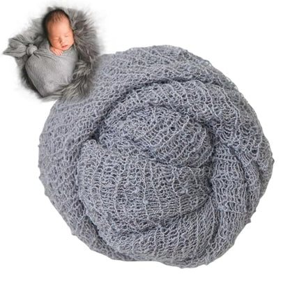 Zeroest Newborn Photo Prop Stretch Knit Wrap for Baby Photography Newborn Photoshoot Outfits Boys Girls Posing Blanket (Light Grey) - color: Light Grey