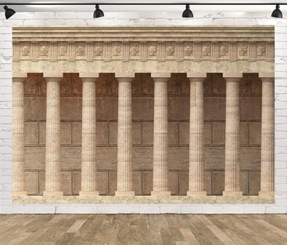 BELECO 12x8ft Fabric Marble Antique Wall Arcade Backdrop Ancient Columns and Colonnades Architecture Background Banner for Party Decorations Home Wall Decor Photoshoot Props - size: 12x8FT