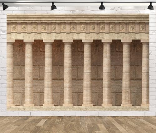 BELECO 10x8ft Fabric Ancient Roman Temple Columns Backdrop Antique Marble Wall Arcade, Greek Columns and Colonnades Architecture Background for Party Decorations Home Wall Decor Photoshoot Props - size: 10x8FT