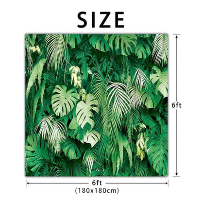 6x6FT Summer Green Tropical Palm Leaves Photography Backdrop Jungle Safari Plants Photo Background for Luau Party Decor Banner Birthday Baby Shower Sunday Party Supplies - size: 6x6FT