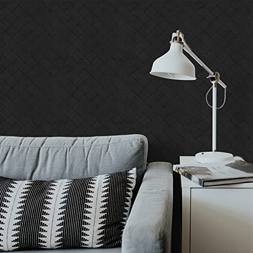 STICKGOO Arabesque Peel and Stick Backsplash Tile, Stick on Backsplash for Kitchen and Bathroom, Black Metal and Composite Mosaic Tiles (10 Sheets) - color: Black