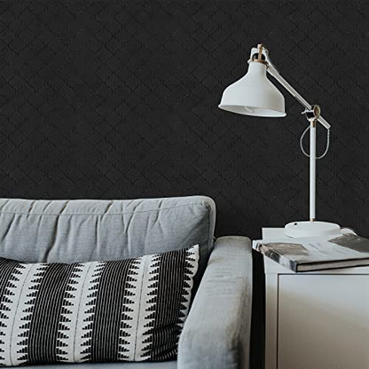 STICKGOO Arabesque Peel and Stick Backsplash Tile, Stick on Backsplash for Kitchen and Bathroom, Black Metal and Composite Mosaic Tiles (10 Sheets) - color: Black