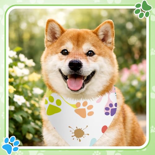 Abbylike 100 Pcs Paw Print Dog Bandanas Bulk Soft Triangle Kerchief Bibs Scarf Set for Pets Dogs Walking Photo Props Pets Shops Adoption Events Party Costume (19.7 x 13.8 x 13.8 Inch) - size: 19.7 x 13.8 x 13.8 Inch, style: Paw Print