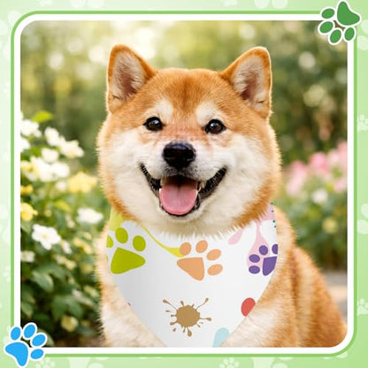 Abbylike 100 Pcs Paw Print Dog Bandanas Bulk Soft Triangle Kerchief Bibs Scarf Set for Pets Dogs Walking Photo Props Pets Shops Adoption Events Party Costume (19.7 x 13.8 x 13.8 Inch) - size: 19.7 x 13.8 x 13.8 Inch, style: Paw Print