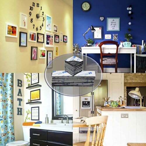 Double Sided Foam Tape, Double Sided Mounting Tape,130PCS, Heavy Duty Sticky Adhesive Tape, Include Strip and Square, for Crafts,Mixtiles, Photos, Walls, Home Decoration (Black)
