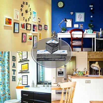 Double Sided Foam Tape, Double Sided Mounting Tape,130PCS, Heavy Duty Sticky Adhesive Tape, Include Strip and Square, for Crafts,Mixtiles, Photos, Walls, Home Decoration (Black)