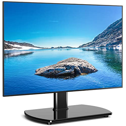 Rfiver Universal Swivel TV Stand for 27-50 55 60 Inch TVs, Height Adjustable Table Top TV Stand Mount Hold up to 88 lbs, Pedestal TV Stands with Tempered Glass Base, Replacement TV Mount Stand - size: 27-60 inch
