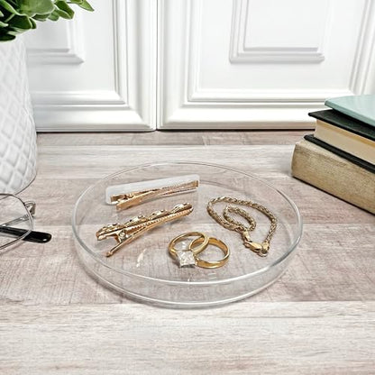 Plymor 4.5" x 4.5" Round Glass Display Tray, Pack of 2 - size: 4.5" x 4.5"