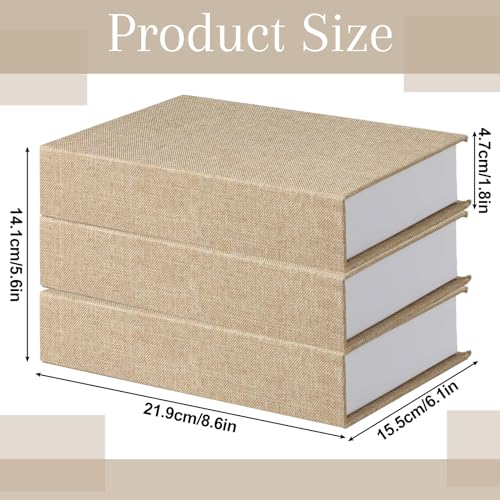 Tioncy 3 Pcs Fake Book Box Neutral Linen Book Box Decorative Faux Prop Storage for Farmhouse Home Decor shelf Table Card Photo DIY Keepsake Gift(8.6 x 6.1 x 1.8 Inch,Beige) - color: Beige, size: 8.6 x 6.1 x 1.8 Inch