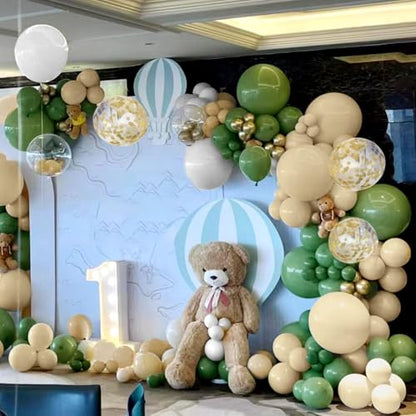 MEBAY Green White Sand Balloon Arch Kit, 141Pcs Avocado Green Sand White Boho Sandy Brown and White Balloons for Baby Shower Bridal Shower Birthday Party - color: 141-sand White