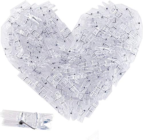 128 Pieces Photo Clips Mini Transparent Plastic Clear Clips for String Fairy Lights (Clear) - color: Clear, size: 128pieces