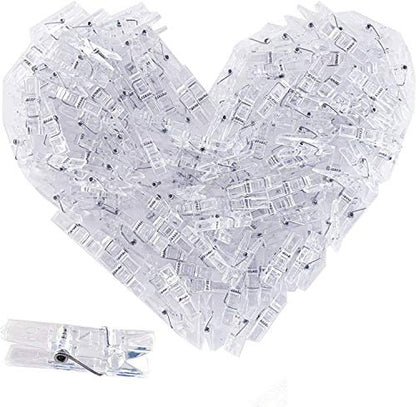 128 Pieces Photo Clips Mini Transparent Plastic Clear Clips for String Fairy Lights (Clear) - color: Clear, size: 128pieces
