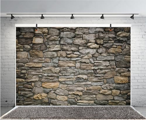 Stone Brick Wall Photography Backdrop Stone Backsplash Brick Wallpaper Background Baby Adult Family Artistic Portrait Photo Video Shooting Studio Props 10X8FT