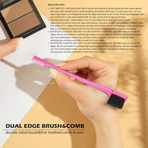 Soft 'N Style Double Sided Edge Control Hair Brush Comb Combo Pack 6 Pieces Pink and Black - color: 6pack