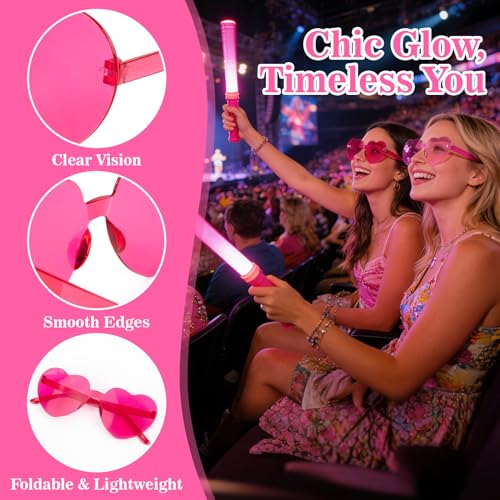 RAINFLOW 10PCS Heart Shaped Sunglasses Bulk Party Glasses - 2 Styles of Pink Heart Glasses for Adults Party Gift Favors