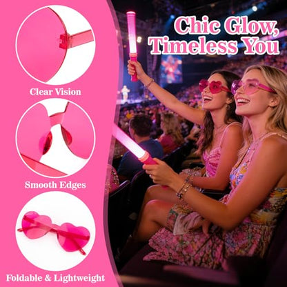 RAINFLOW 10PCS Heart Shaped Sunglasses Bulk Party Glasses - 2 Styles of Pink Heart Glasses for Adults Party Gift Favors
