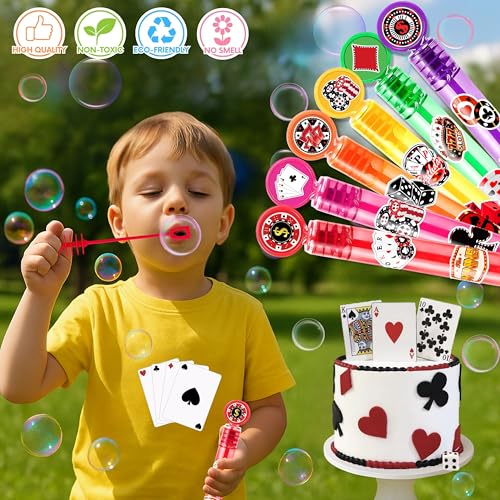Casino Party Favors for Kids – 24PCS Game-Themed Mini Bubble Wands, Great for Birthday Supplies, Pinata Fillers, Goodie Bags & Classroom Rewards