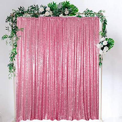 Partisout Polyester Sequin Backdrop 4ft x 7ft, Pink Gold, for Wedding, Party, Photography, Curtain, Includes 1 Panel - color: Pink Gold, size: 4ftx7ft