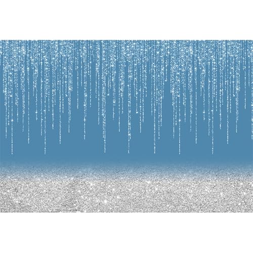 10x8ft Blue Backdrop Party Decorations Photography Background Silver Glitter Wedding Birthday New Year Party Decorations Background Photo Booth Props - color: Blue, size: 10x8ft