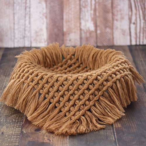 Coberllus Newborn Baby Photography Props Blanket Handmade Knitted Twist Wrap Posing Aid Backdrops for Boy Girls Photography Shoot - color: Soft Camel