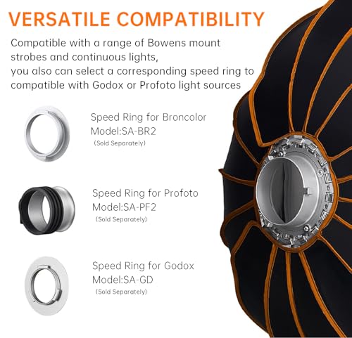 Godox Parabolic Softbox Quick Release,QR-P70 27.5”/70cm Portable Bowens Mount Sof tbox with Honeycomb Grid,Carry Bag,Front/Inner Diffuser for Professional Photography Studio Portrait Video Shooting - size: QR-P70