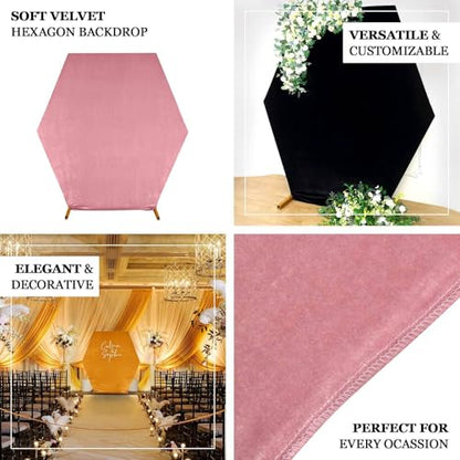 Efavormart 8ftx7ft Metallic Gold Soft Velvet Hexagon Backdrop Stand Cover, Double-Sided Stretchable Fitted Wedding Arch Cover, Premium Velveteen Pullover Backdrop for Party, Events, Ceremonies - color: Gold