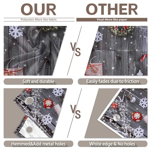 Fabric 10x8ft Christmas Photography Backdrop Winter Rustic Wood Background Xmas Tree Snow Wall Santa Party Decoration Holiday Photo Banner Props - size: 10'x8'
