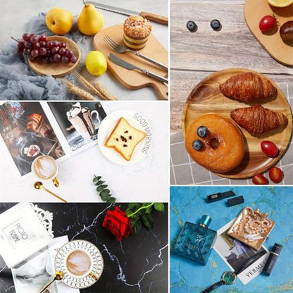 8PCS Photo Backdrop Product Photography Backdrops,22x34In Wood Grain Patterns Small Flat Lay Seamless Paper Background Props Tabletop Photo Shoot for Food Jewelry Cosmetics