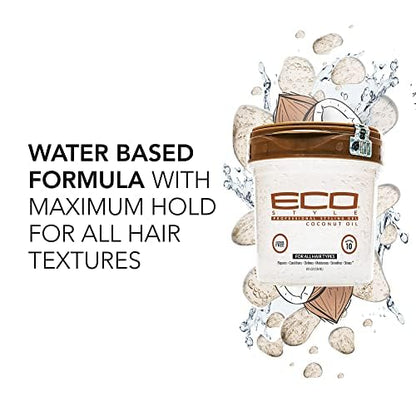 Eco Style Coconut Oil Styling Gel - Adds Luster and Moisturizes Hair - Weightless Styling and Superior Hold - Prevents Breakage and Split Ends - Promotes Scalp Health - Ideal for all Hair - 8 oz - size: 8 Ounce (Pack of 1)