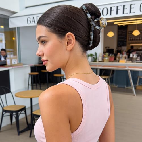 Large Butterfly Hair Claw Clips with Long Thick Hair Big 5.1" Ripple Clips Hair Accessories for Women Girls Gifts 2 Pcs - color: RippleBlueBrown-2