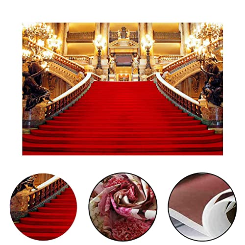 Red Carpet Backdrop, Golden Palace Gorgeous European Hall Photo Backdrop, Vinyl 15x10ft Prom Picture Photo Studio Props BJXTGU64 - color: Red, size: 15x10ft
