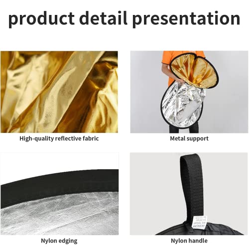 Godox 35"x47"/90x120cm Collapsible Photography Light Reflector, 5-in-1 Oval Multi Disc Diffuser with Carrying Bag - Gold, Silver, Black, White, Translucent for Video Studio Outdoor Lighting - size: 35"x47"/90x120cm