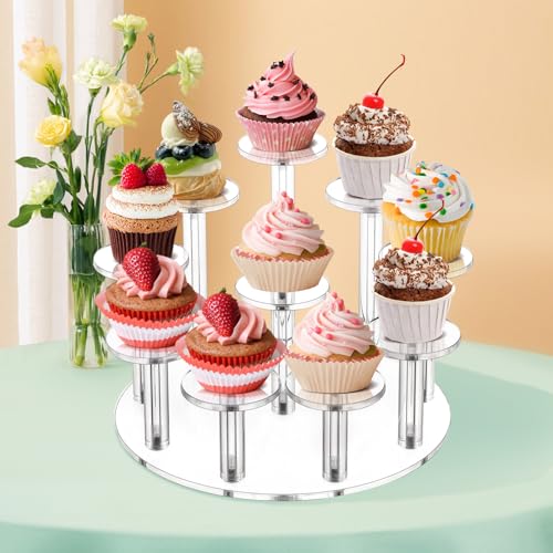 Jusalpha Acrylic Display Stand, 10 Tier Round, Clear Organizer for Jewelry, Funko POP Figures, Perfume, Cupcake, Countertop Decoration (10 Tier) - size: 10 Tier