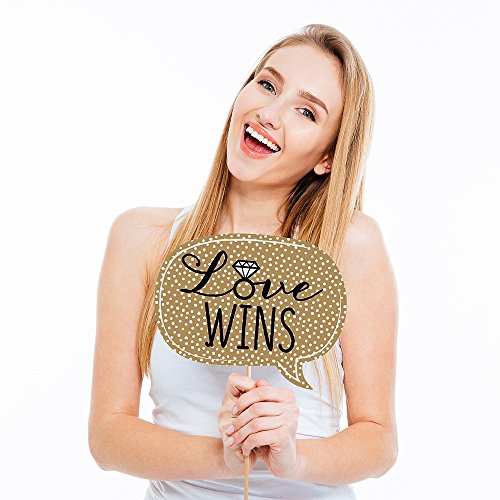 Big Dot of Happiness Mrs. and Mrs. - Gold - Lesbian Wedding Photo Booth Props Kit - 20 Count