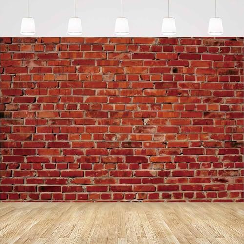10x8FT Vintage Red Brick Wall Photography Backdrop Birthday Party Baby Shower Newborn Decor Realistic Texture Friends' Party Background Portrait Shoots Photo Props Banner Polyester - size: 10x8FT