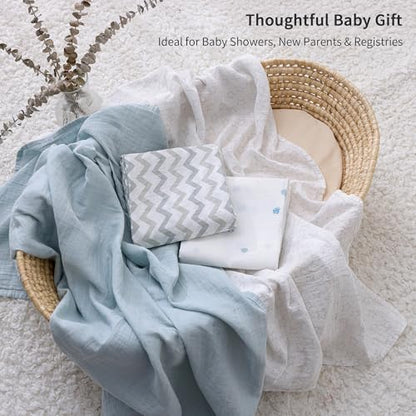 POMISO Muslin Swaddle Blankets for Boys & Girls, Newborn Receiving Blankets, 4 Pack Soft Breathable Baby Swaddles, Large 47x47 Inches, Stars & Striped - color: Stars