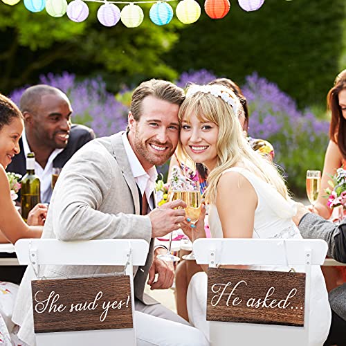 Blulu 2 Pieces She Said Yes Sign Wedding Engagement Decor Photo Props Sign for Party Wall Decor Wood Hanging Handmade Couple Keepsake for Engagement Wedding