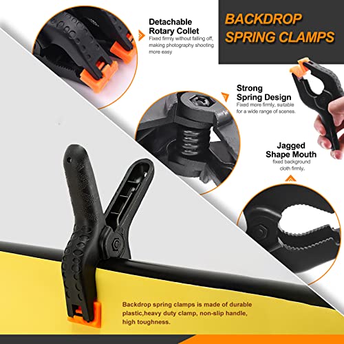 22Pcs Backdrop Kit with Clips, Clamps, Rings & Spring Clamps for Photography & Video Studio - size: Plastic Backdrop Clips Set