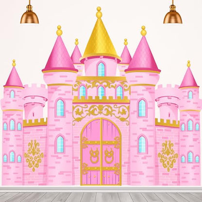 Panelee Princess Castle Party Decorations, Pink Castle Backdrop Photo Prop, 7 x 5 ft Large Princess Birthday Party Decoration for Girls Photo Background Birthday Supplies - style: Princess Castle