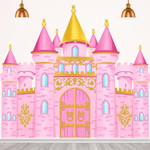 Panelee Princess Castle Party Decorations, Pink Castle Backdrop Photo Prop, 7 x 5 ft Large Princess Birthday Party Decoration for Girls Photo Background Birthday Supplies - style: Princess Castle