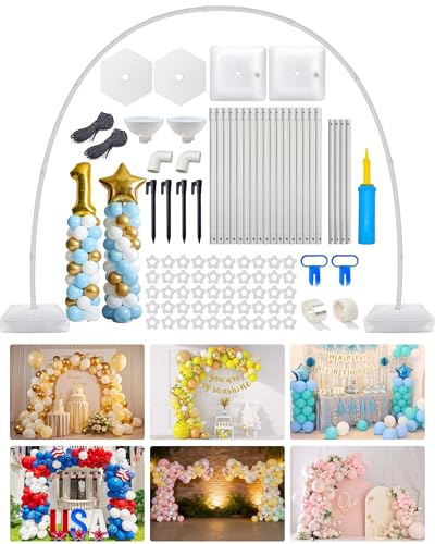 6IN1 Balloon Arch Stand Kit, 10.8ft Adjustable Balloon Column Stand with Base, Reusable Balloon Arch Kit Party Backdrop Decoration for Birthday Graduation Mother's Day Wedding Baby Shower