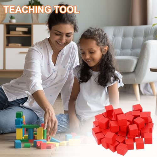uxcell 100Pcs Wood Blocks for Crafts, 3/8 Inch Unfinished Wooden Cube Pine Wood Square Block for DIY Craft Projects, Red - color: Red, size: 3/8"