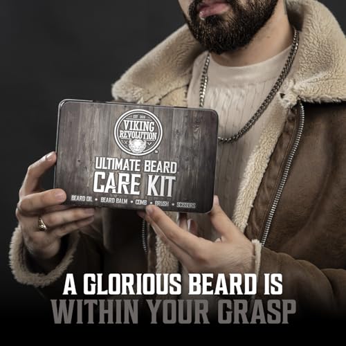 Viking Revolution - Ultimate Beard Kit - Beard Grooming Kit with Beard Brush, Beard Comb, Beard Balm, Beard Oil, Beard & Moustache Scissors - Gifts for Men - size: 5 Piece Set