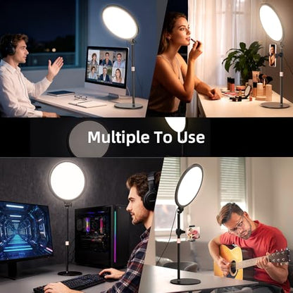 10.5" Desk Ring Light with Stand 10-Level Dimmable LED Key Light with Phone Holder, Stable Zoom Lighting for Computer Video Calls Conference Recording Streaming Home Office Podcast Photography
