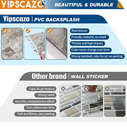 Yipscazo 2026 New Upgrade Peel and Stick Backsplash, Stick on Backsplash Tiles for Kitchen, Bathroom, Fireplace (10 Sheets, Beige Rocks) - color: Beige Rocks