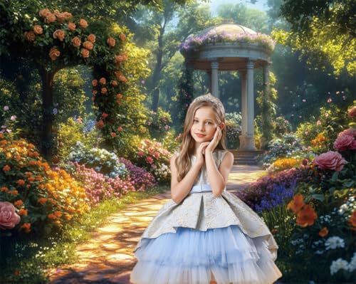 Spring Garden Backdrop 10x8ft Flower Butterfly Wonderland Forest Oil Paint Photography Backdrop Vintage Architecture Background Wedding Birthday Party Decor Photo Studio Props
