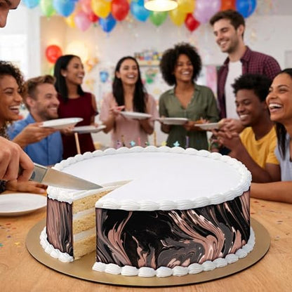 3 pcs Dark Marble Texture Cake Strips Edible birthday cake strips, cake side borders, Icing Sheets 2.7X11.8