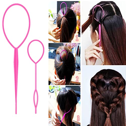 5Pcs Slick Back Brush Set with Topsy Tail Tool, Teasing Bristle, Rat Comb for Women & Girls Hair Styling, Flyaways Control and Edge Combing - Pink - color: PINK