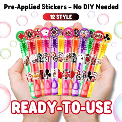 Casino Party Favors for Kids – 24PCS Game-Themed Mini Bubble Wands, Great for Birthday Supplies, Pinata Fillers, Goodie Bags & Classroom Rewards